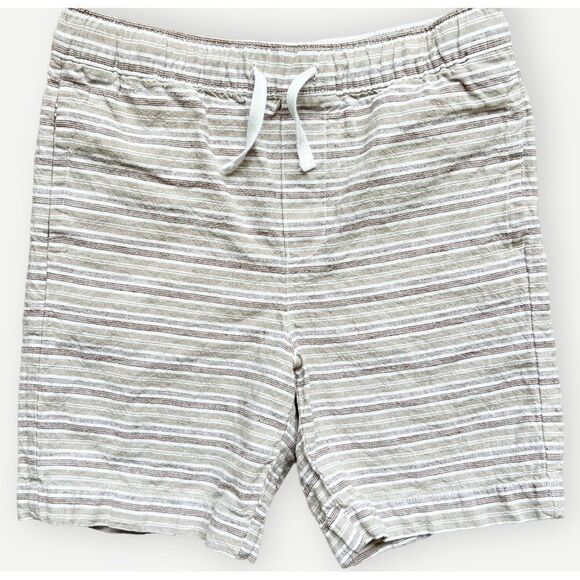 Janie and Jack Boys Kids Striped Linen Blend Drawstring Chino Style Shorts. 8. - Picture 1 of 6